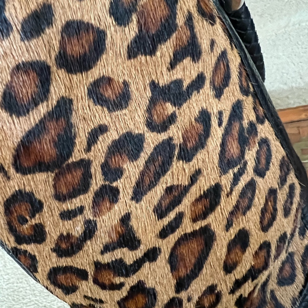 Brighton RARE 2013 DIVA Leather and Leopard Print Pony Hair Tote Shoulder Bag - Picture 6 of 16